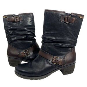 PIKOLINOS Le Mans Leather Slouchy Buckle Motorcycle Boots Womens SZ 40 EUC